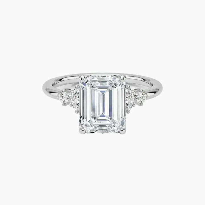Jordana Emerald Designer 1 Carat Lab Grown Diamond Engagement Ring in 18K White Gold
