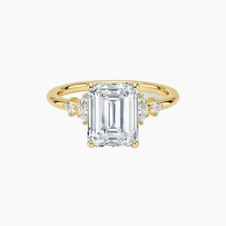 Jordana Emerald Designer 3 Carat Lab Grown Diamond Engagement Ring in 14K Yellow Gold