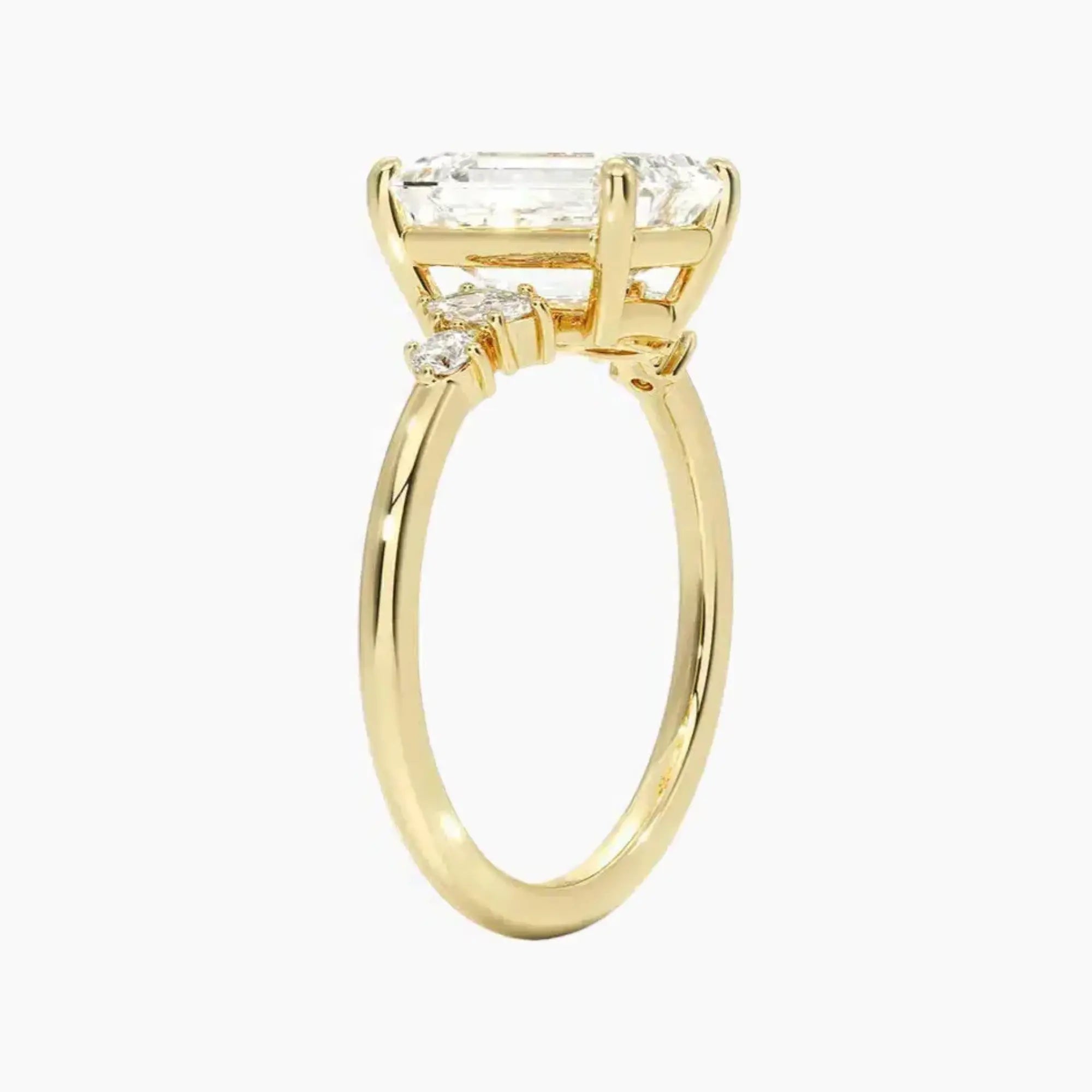 Jordana Emerald Designer 1.5 Carat Lab Grown Diamond Engagement Ring in 14K Yellow Gold