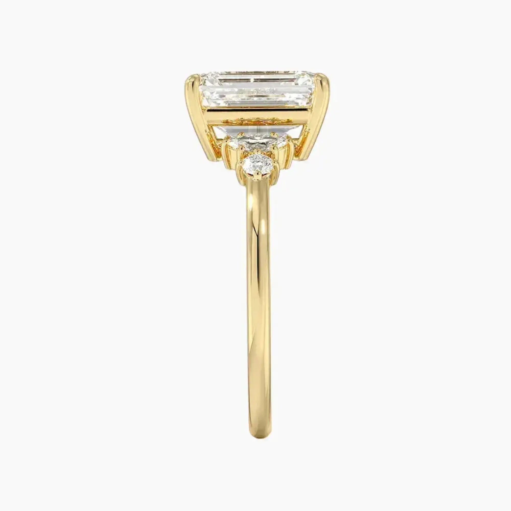 Jordana Emerald Designer 3 Carat Lab Grown Diamond Engagement Ring in 14K Yellow Gold