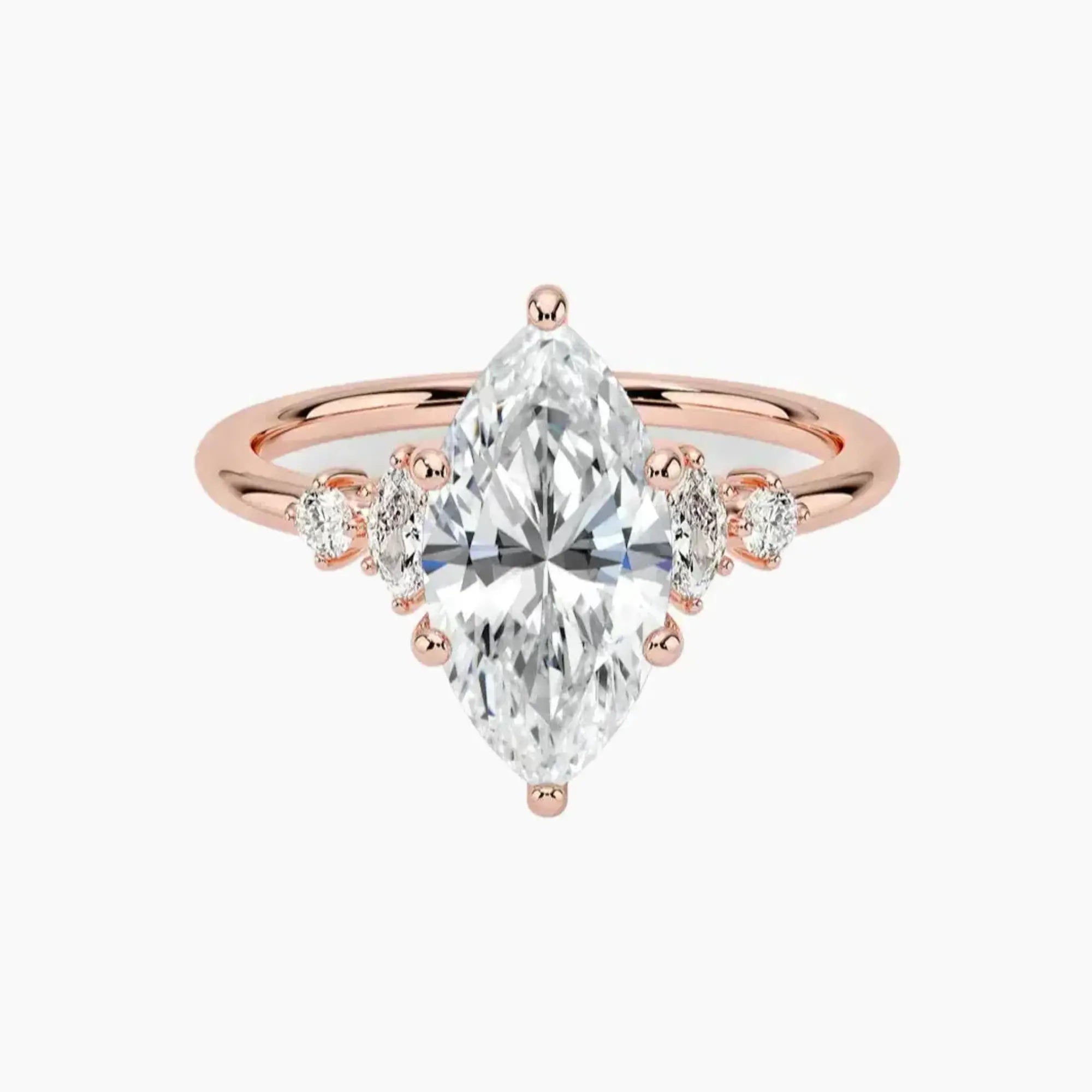 Jordana Marquise Designer 3 Carat Lab Grown Diamond Engagement Ring in 14K Rose Gold
