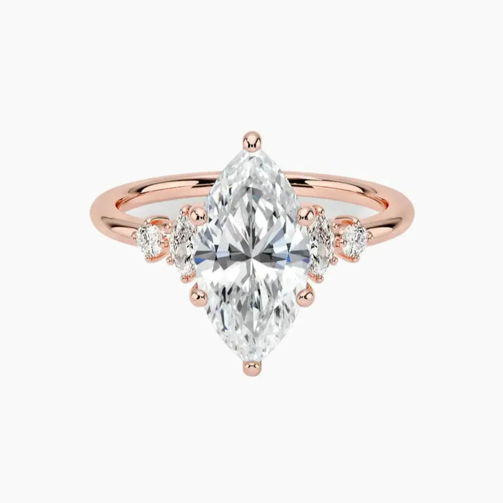 Jordana Marquise Designer 3 Carat Lab Grown Diamond Engagement Ring in 14K Rose Gold