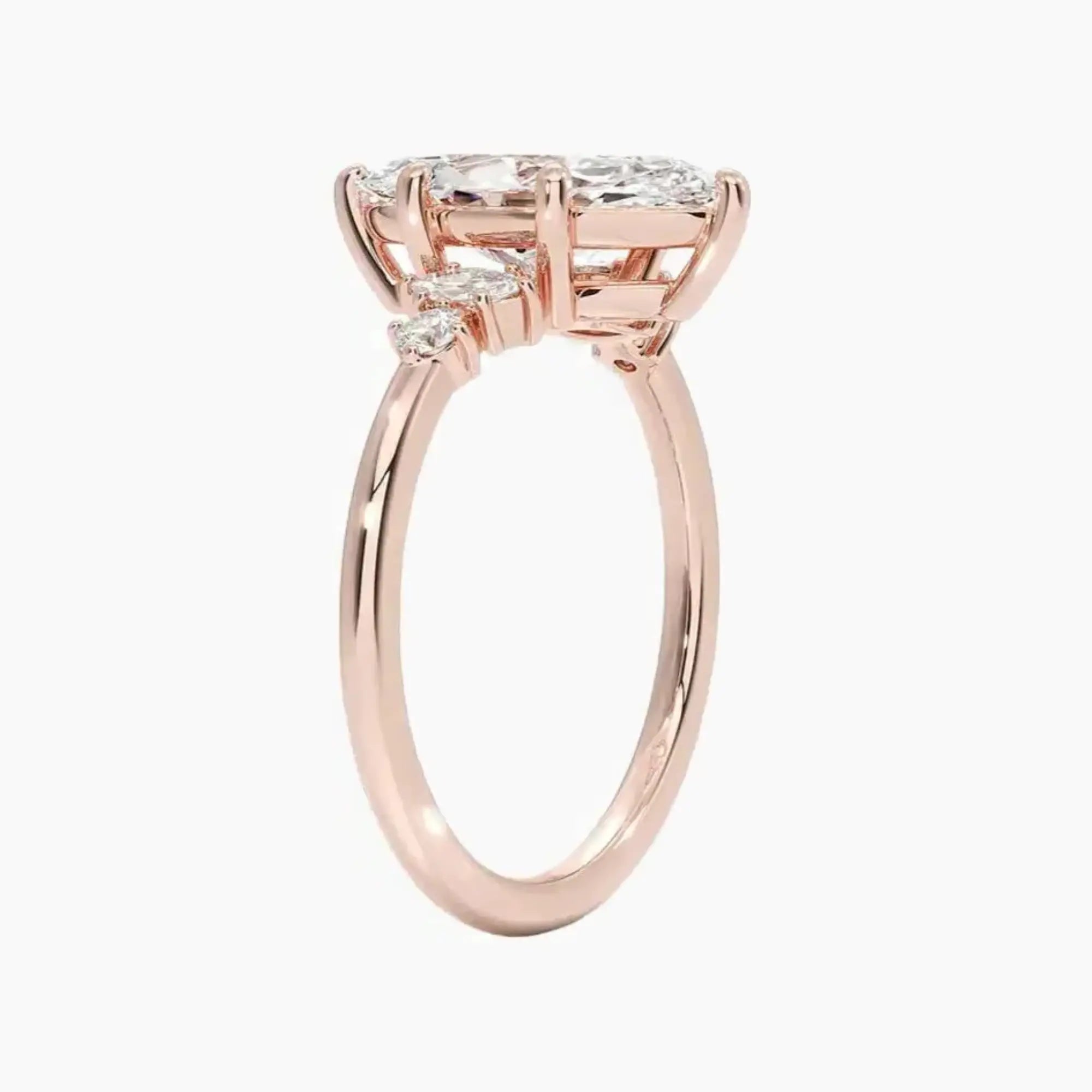 Jordana Marquise Designer 3 Carat Lab Grown Diamond Engagement Ring in 14K Rose Gold