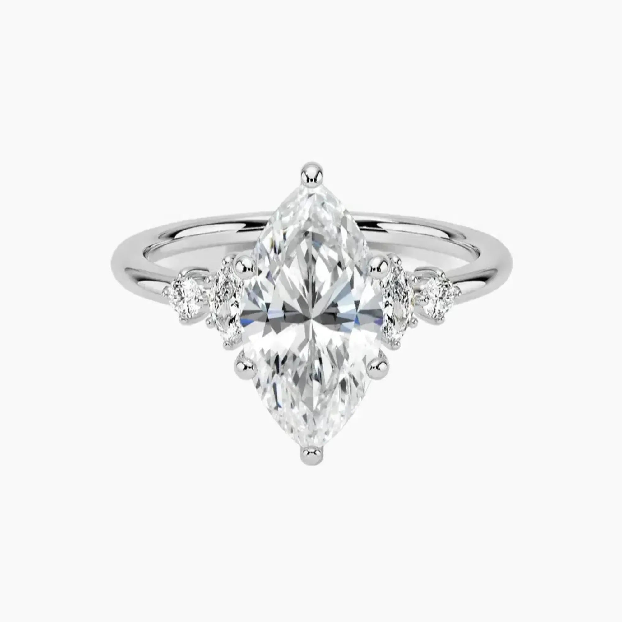 Jordana Marquise Designer 2.5 Carat Lab Grown Diamond Engagement Ring in 14K Yellow Gold