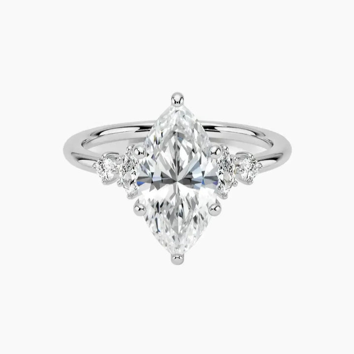 Jordana Marquise Designer 3 Carat Lab Grown Diamond Engagement Ring in 14K White Gold