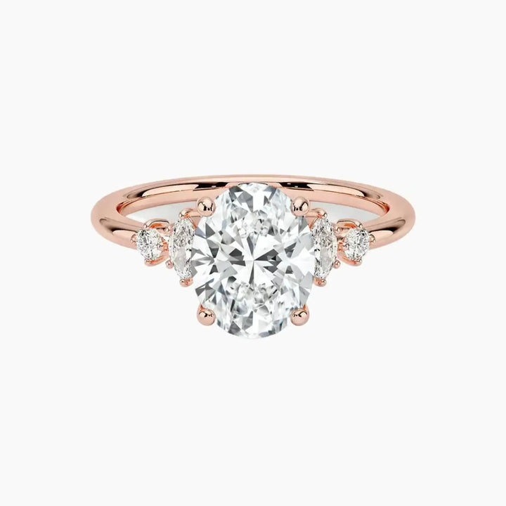 Jordana Oval Designer 3 Carat Lab Grown Diamond Engagement Ring in 14K Rose Gold