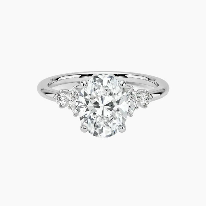 Jordana Oval Designer 2.5 Carat Lab Grown Diamond Engagement Ring in 18K White Gold