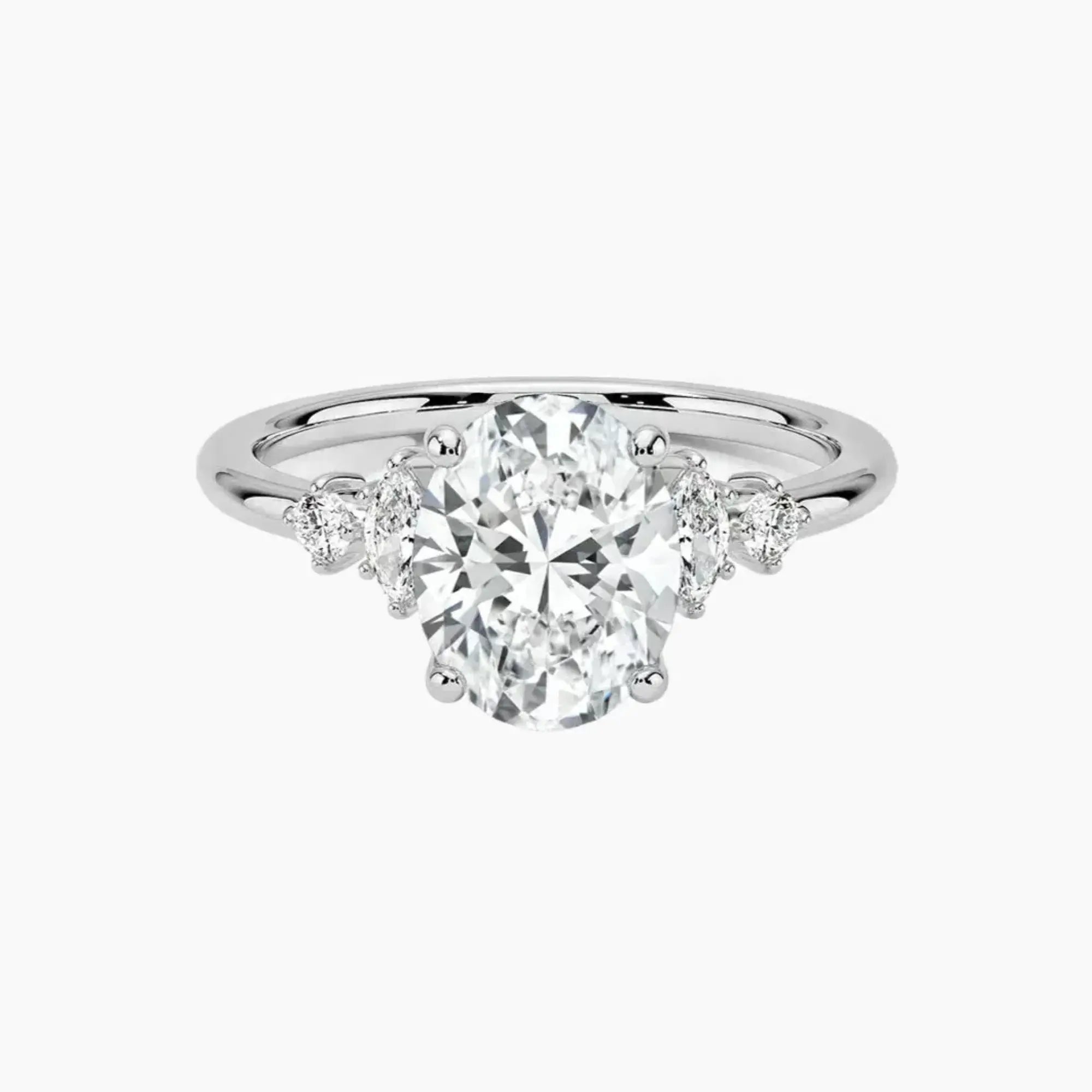 Jordana Oval Designer 1 Carat Lab Grown Diamond Engagement Ring in 18K White Gold