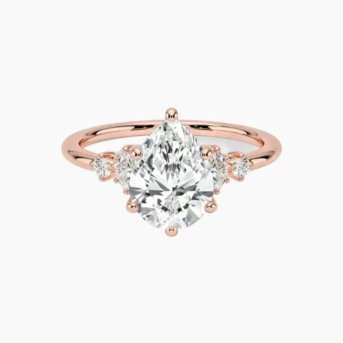 Jordana Pear Designer 1.5 Carat Lab Grown Diamond Engagement Ring in 14K White Gold