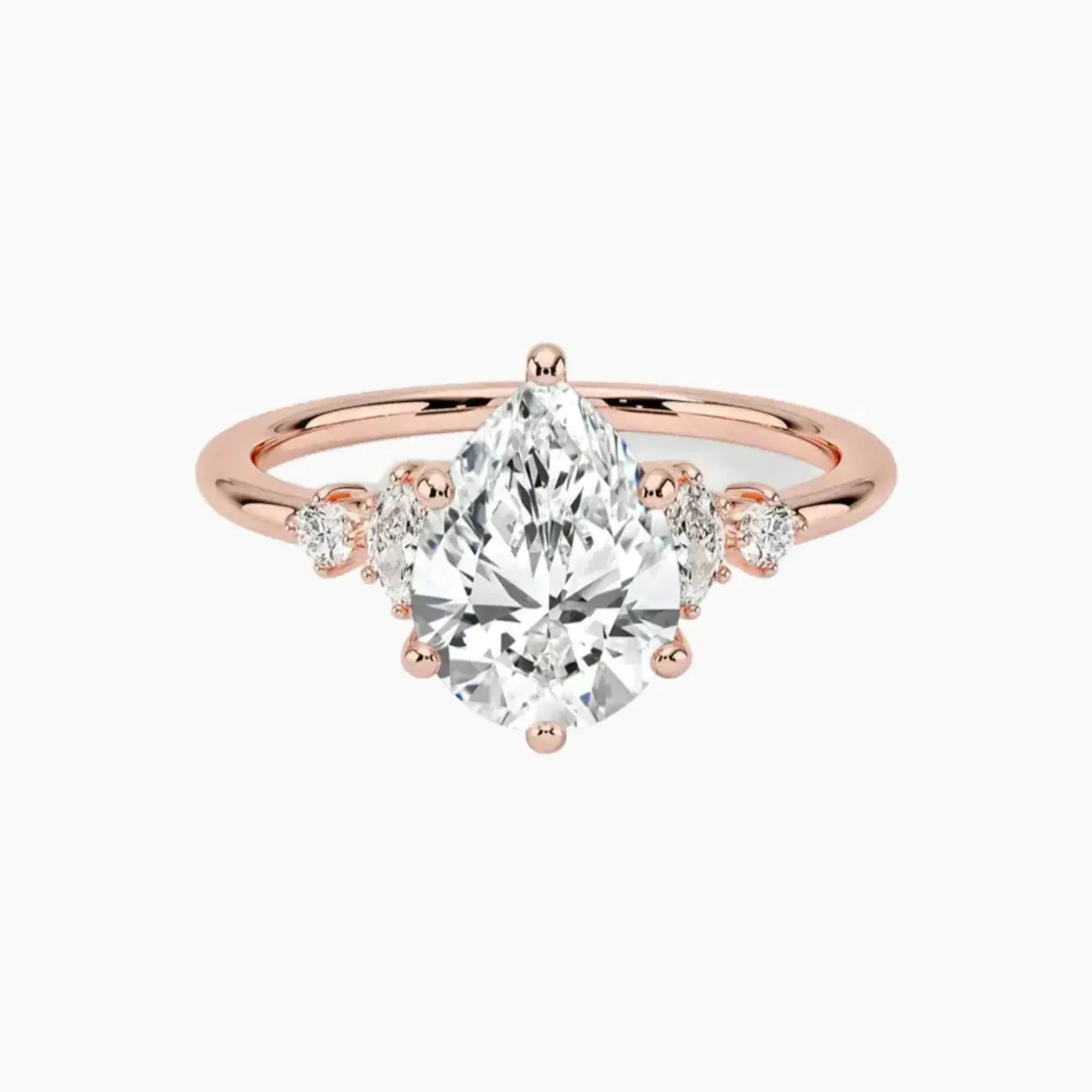 Jordana Pear Designer 1 Carat Lab Grown Diamond Engagement Ring in 14K White Gold