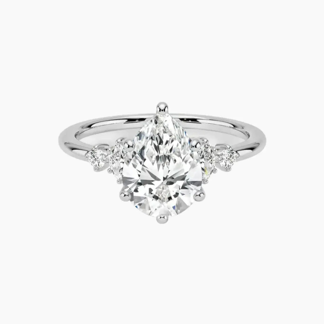 Jordana Pear Designer 3 Carat Lab Grown Diamond Engagement Ring in 14K Yellow Gold
