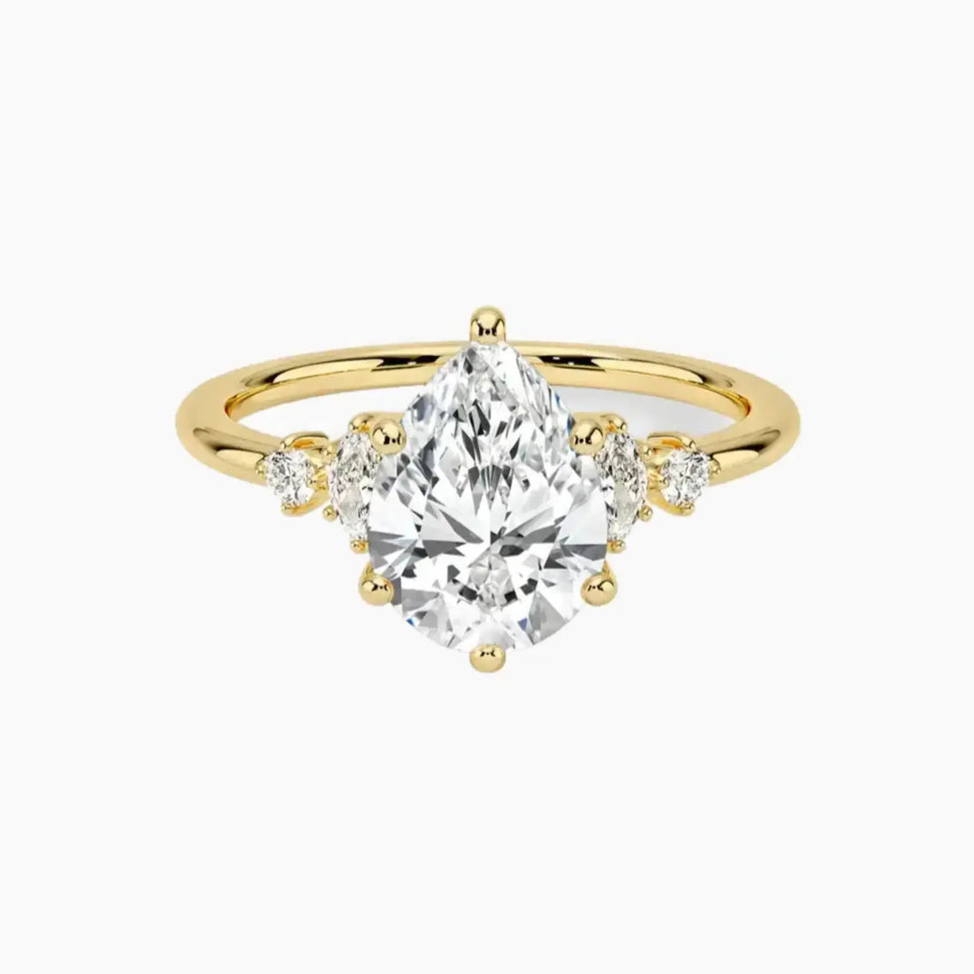 Jordana Pear Designer 3 Carat Lab Grown Diamond Engagement Ring in 18K Rose Gold