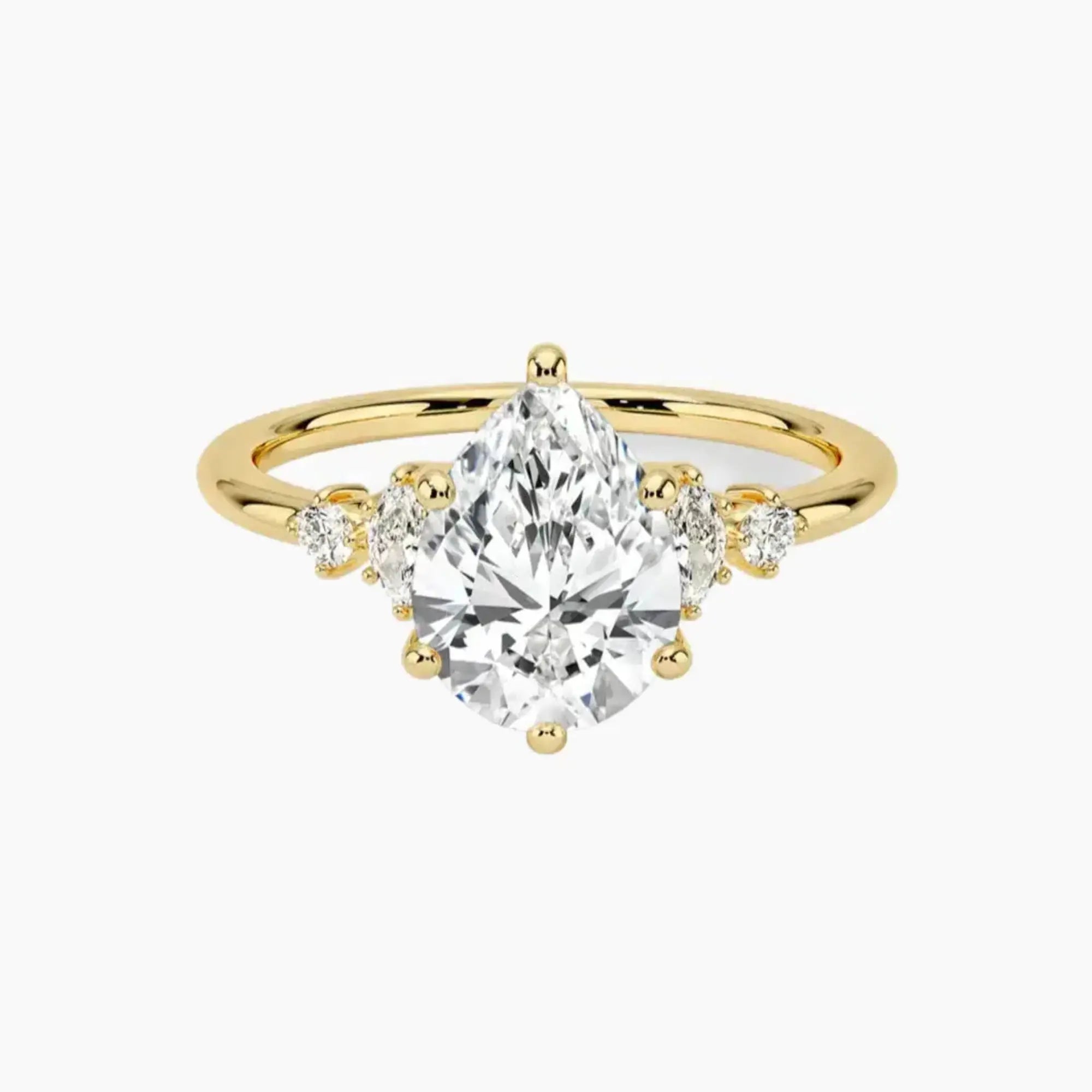 Jordana Pear Designer 1.5 Carat Lab Grown Diamond Engagement Ring in 14K White Gold