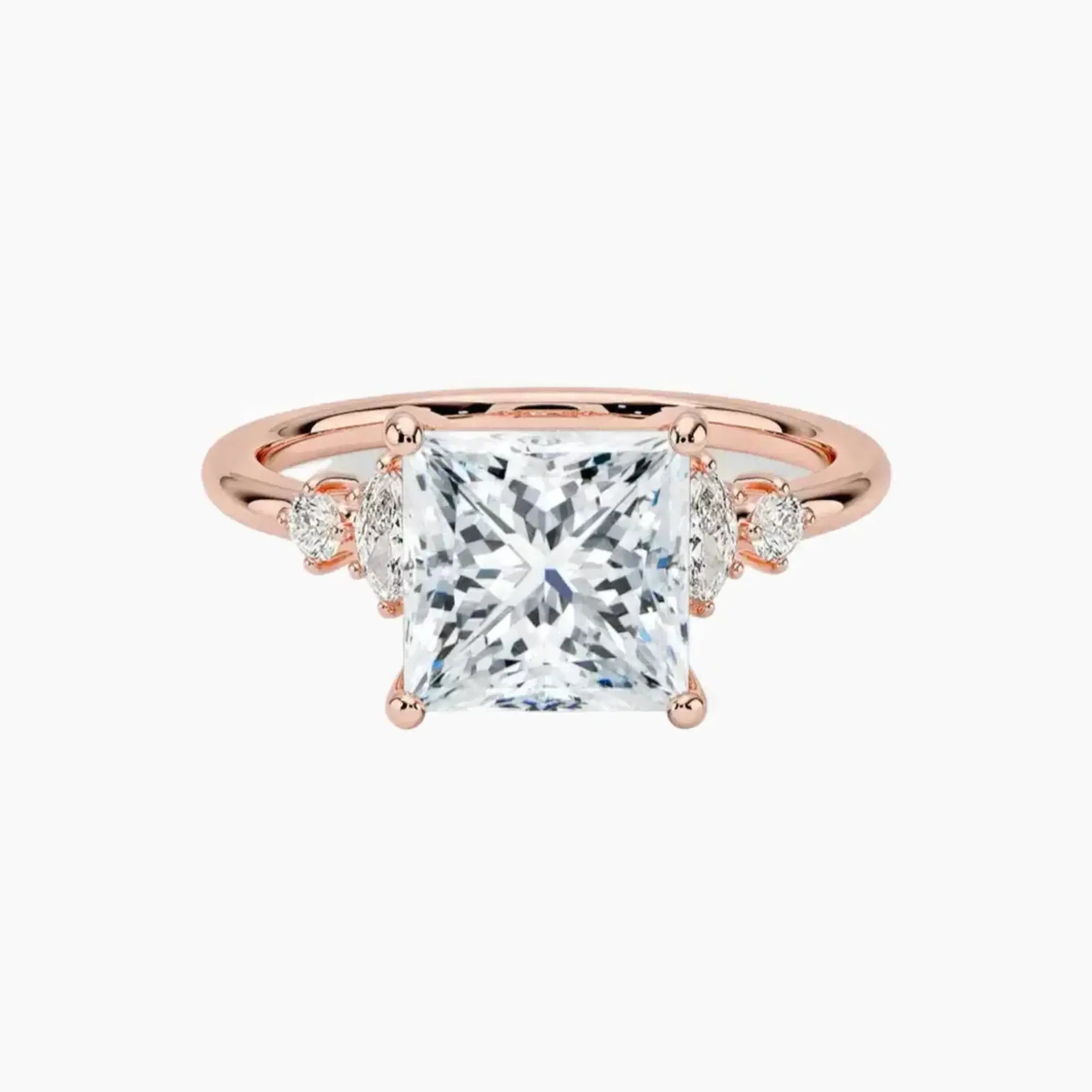 Jordana Princess Designer 1 Carat Lab Grown Diamond Engagement Ring in 18K Rose Gold