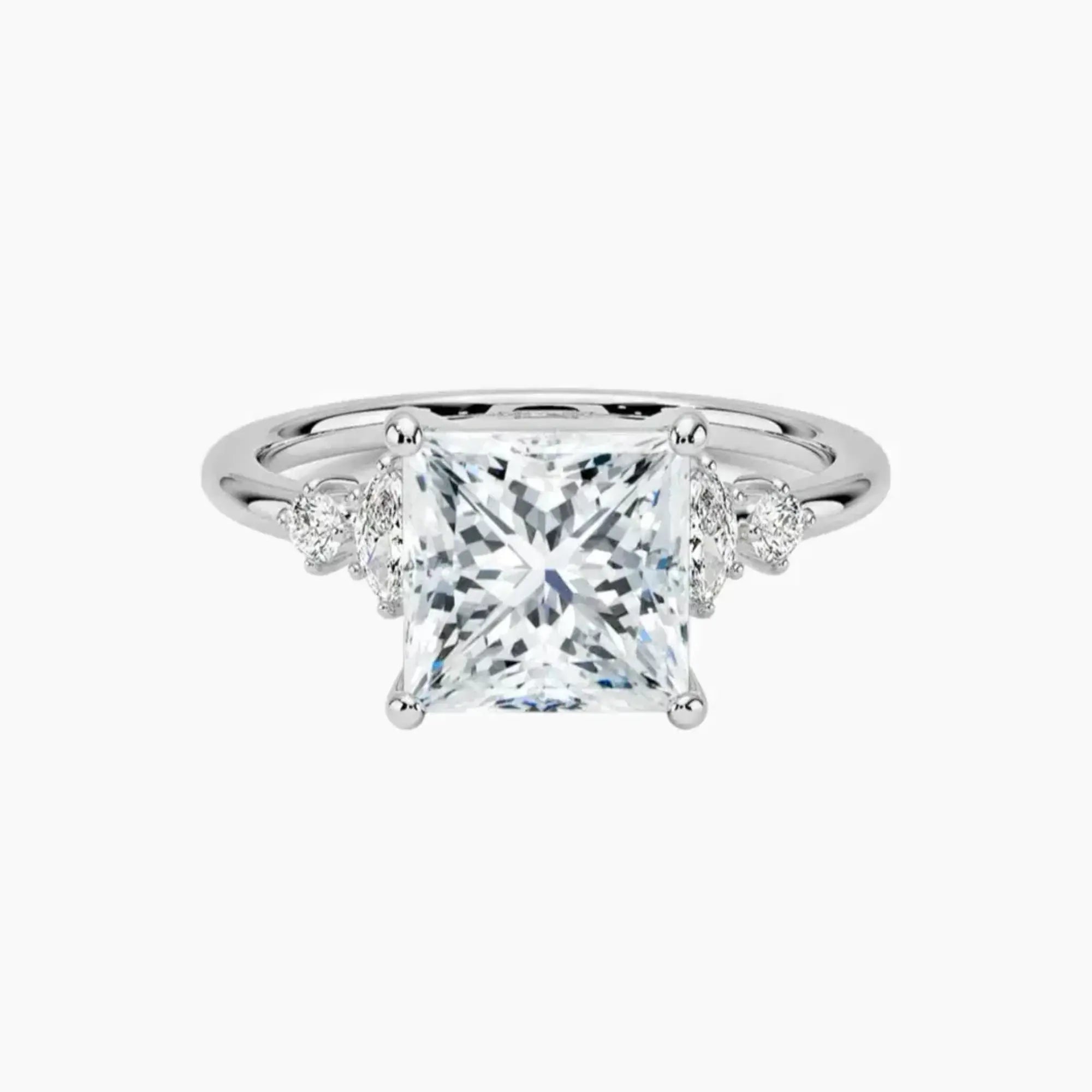 Jordana Princess Designer 3 Carat Lab Grown Diamond Engagement Ring in 14K White Gold