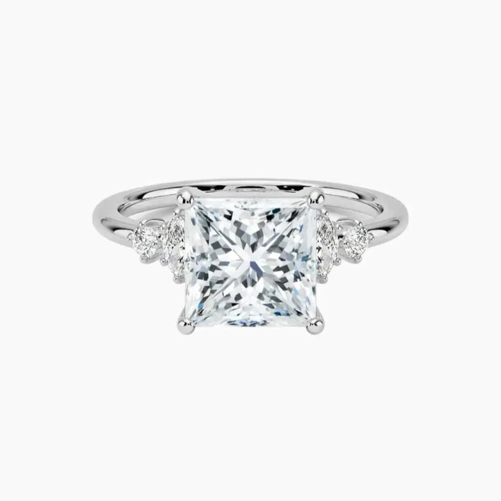 Jordana Princess Designer 3 Carat Lab Grown Diamond Engagement Ring in 14K White Gold