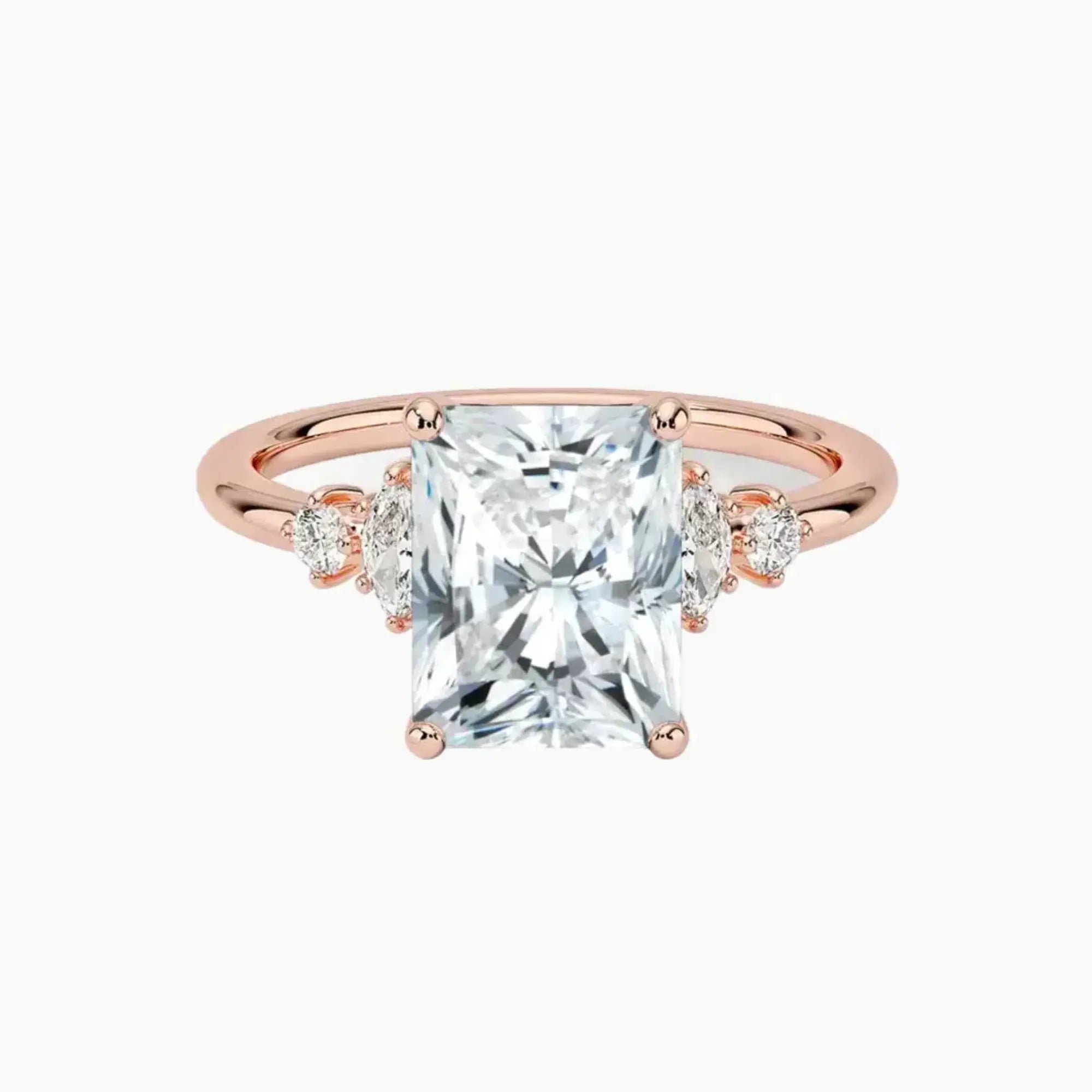 Jordana Radiant Designer 3 Carat Lab Grown Diamond Engagement Ring in 18K Yellow Gold