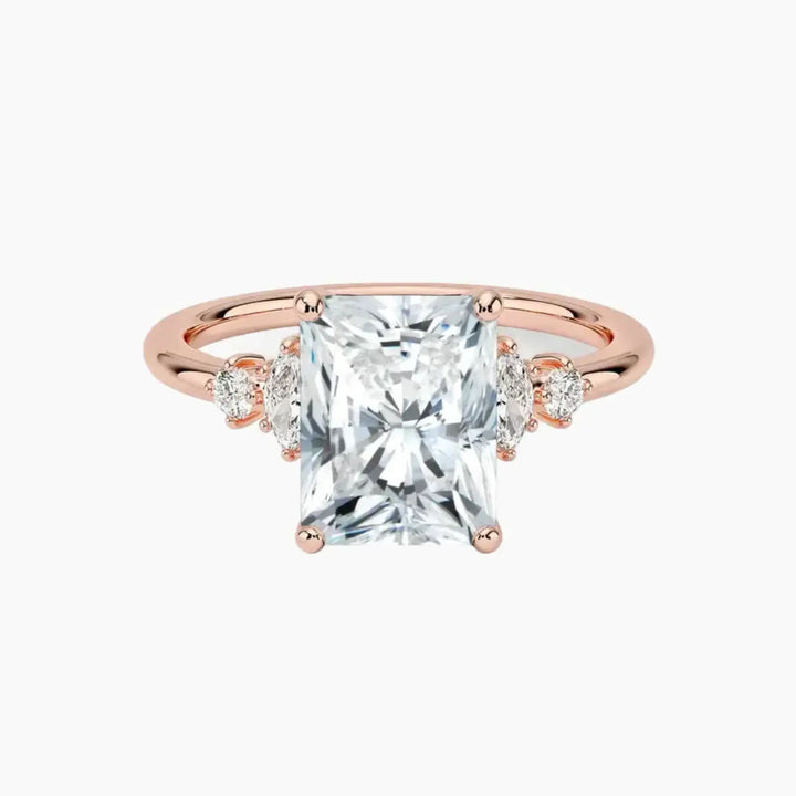 Jordana Radiant Designer 3 Carat Lab Grown Diamond Engagement Ring in 18K Rose Gold