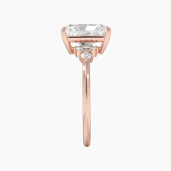 Jordana Radiant Designer 3 Carat Lab Grown Diamond Engagement Ring in 18K White Gold