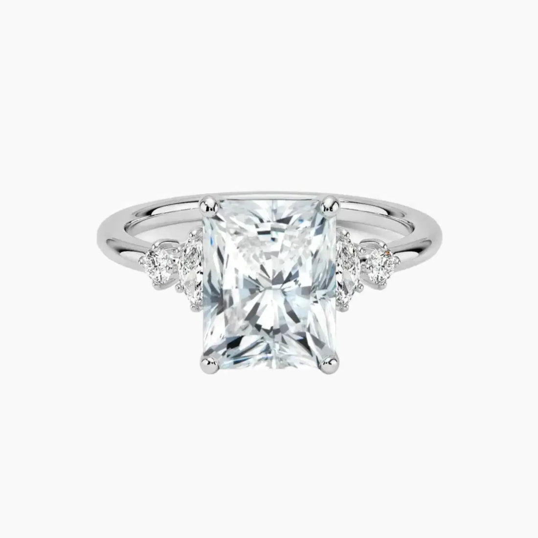 Jordana Radiant Designer Diamond Ring Setting in 14K White Gold