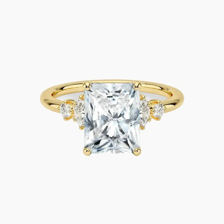 Jordana Radiant Designer 2.5 Carat Lab Grown Diamond Engagement Ring in 18K Yellow Gold