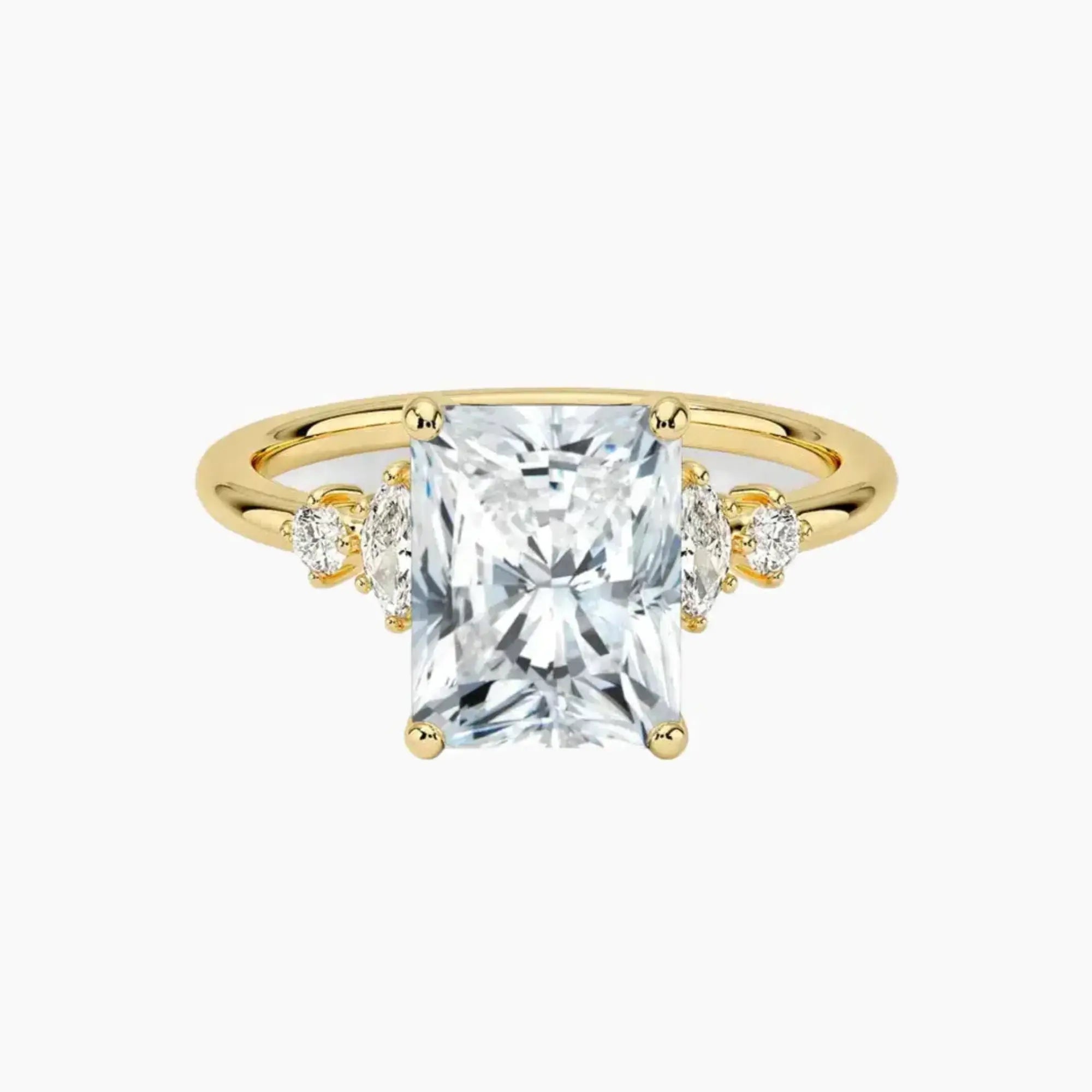 Jordana Radiant Designer Diamond Ring Setting in 18K Yellow Gold