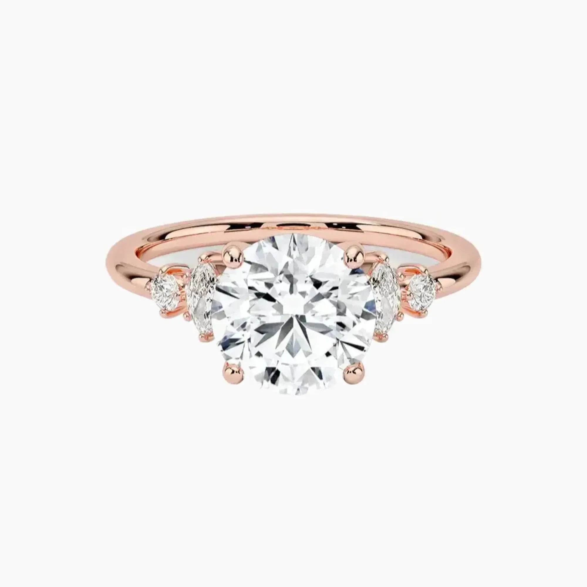 Jordana Round Designer 3 Carat Lab Grown Diamond Engagement Ring in 18K Rose Gold