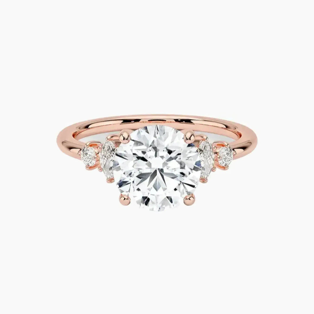 Jordana Round Designer 3 Carat Lab Grown Diamond Engagement Ring in 18K Rose Gold