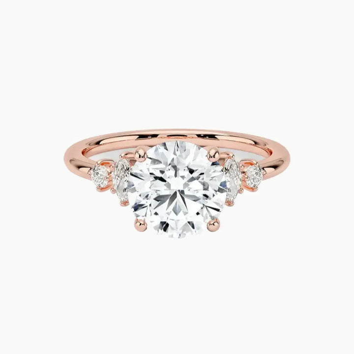 Jordana Round Designer 3 Carat Lab Grown Diamond Engagement Ring in 18K Rose Gold