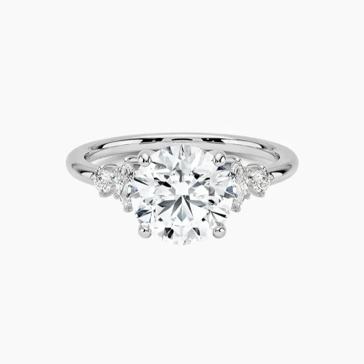 Jordana Round Designer 3 Carat Lab Grown Diamond Engagement Ring in 14K White Gold