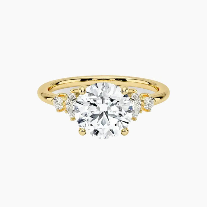 Jordana Round Designer 1.5 Carat Lab Grown Diamond Engagement Ring in 14K Yellow Gold