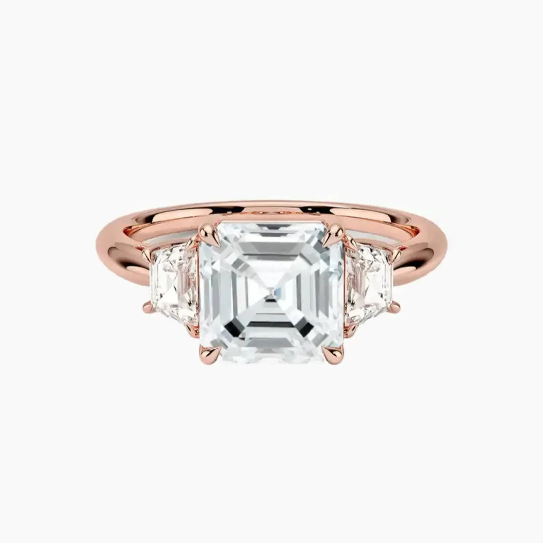Oriana Asscher Three Stone 2 Carat Lab Grown Diamond Engagement Ring in 18K White Gold
