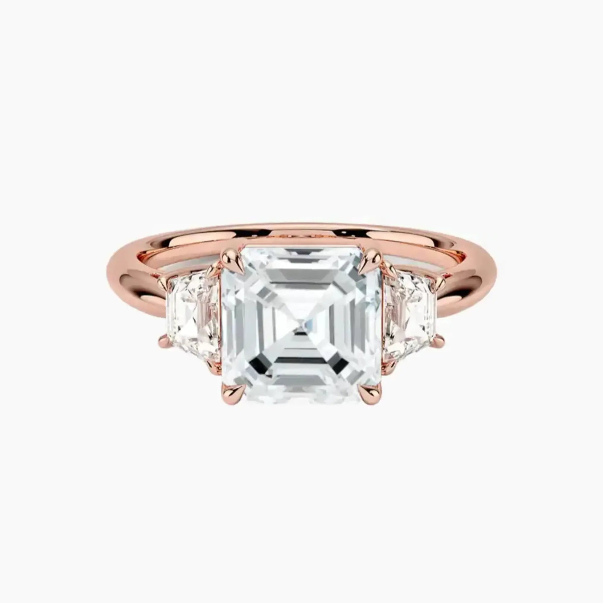 Oriana Asscher Three Stone 3 Carat Lab Grown Diamond Engagement Ring in 18K Yellow Gold