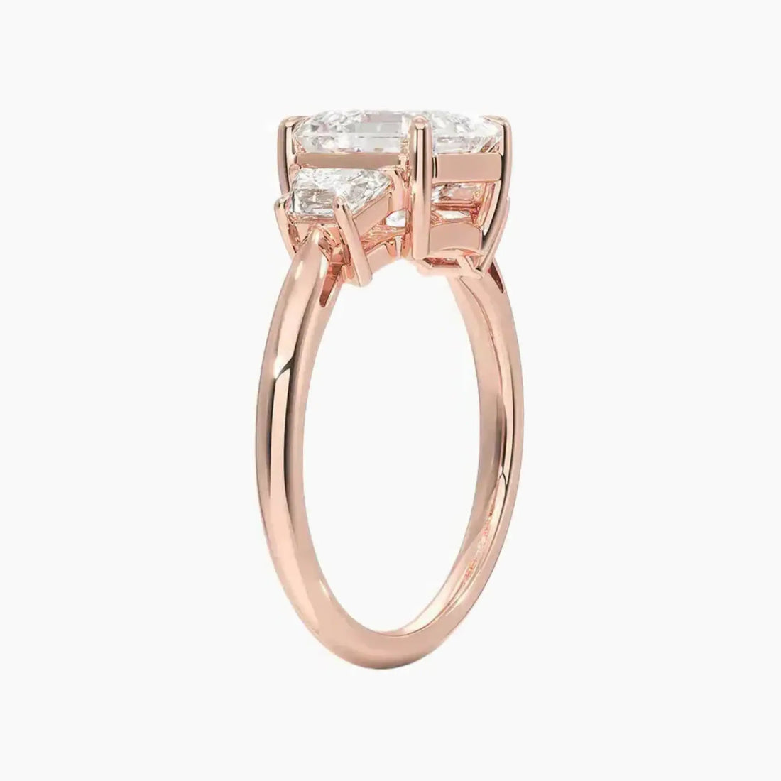 Oriana Asscher Three Stone 2.5 Carat Lab Grown Diamond Engagement Ring in 14K White Gold