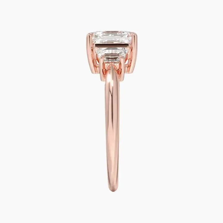 Oriana Asscher Three Stone 3 Carat Lab Grown Diamond Engagement Ring in 18K White Gold