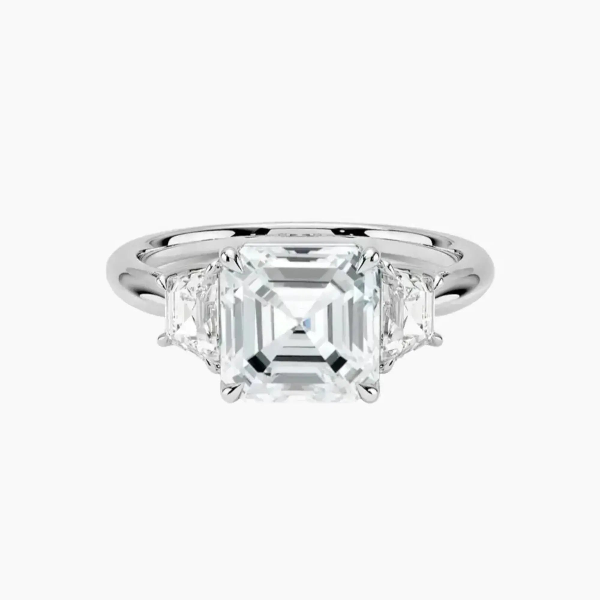 Oriana Asscher Three Stone 2 Carat Lab Grown Diamond Engagement Ring in 18K White Gold