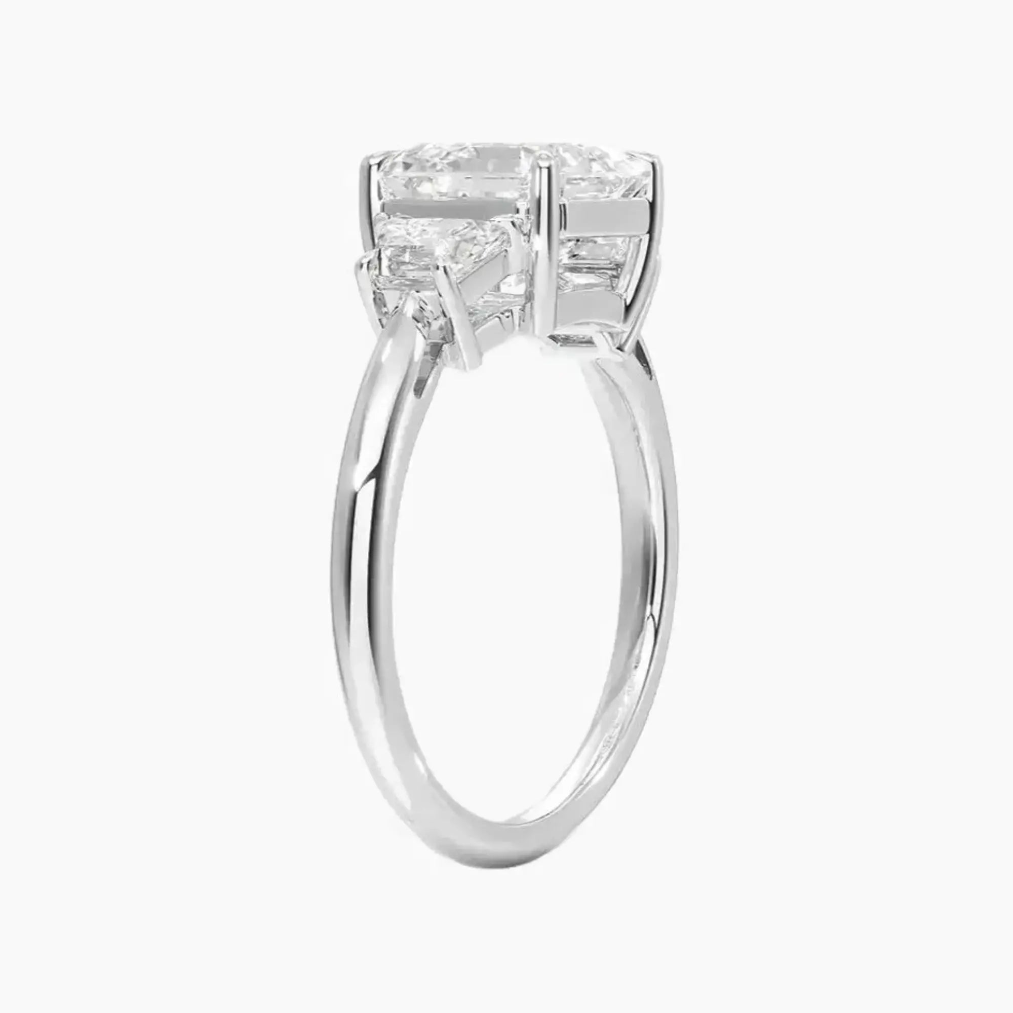 Oriana Asscher Three Stone Diamond Ring Setting in 18K White Gold