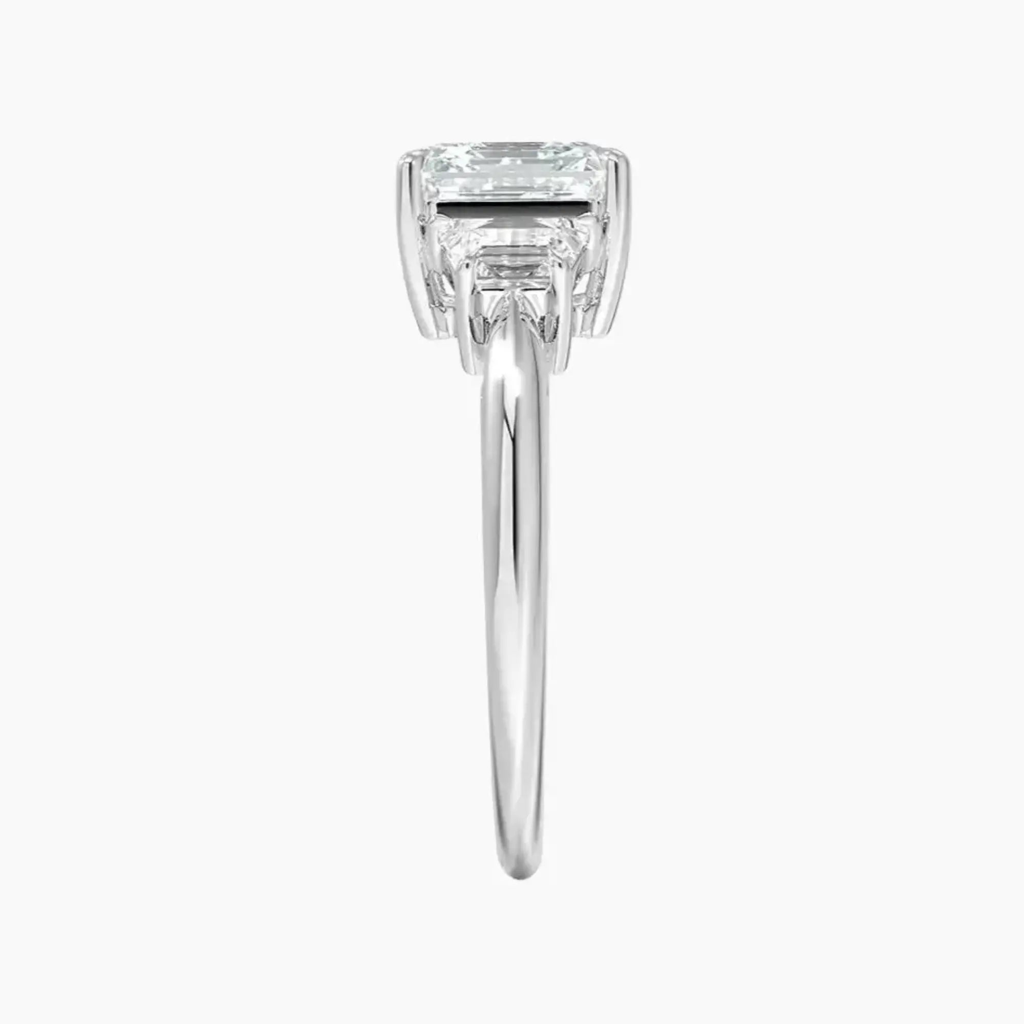 Oriana Asscher Three Stone 3 Carat Lab Grown Diamond Engagement Ring in 18K Yellow Gold