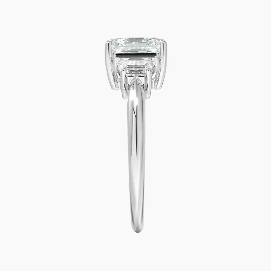 Oriana Asscher Three Stone 2 Carat Lab Grown Diamond Engagement Ring in 14K White Gold