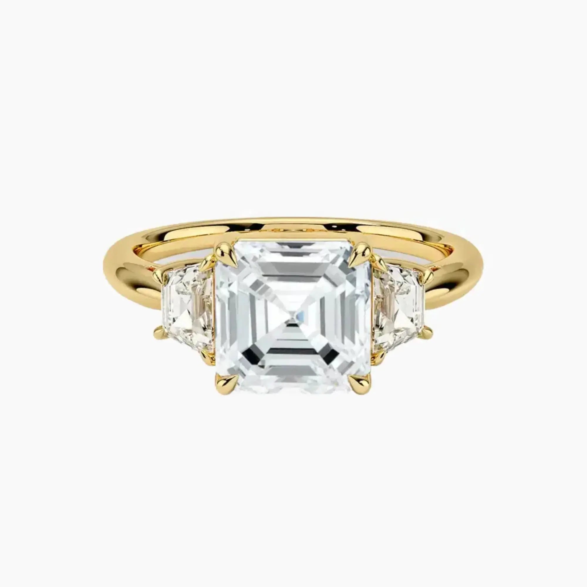 Oriana Asscher Three Stone 2.5 Carat Lab Grown Diamond Engagement Ring in 18K White Gold