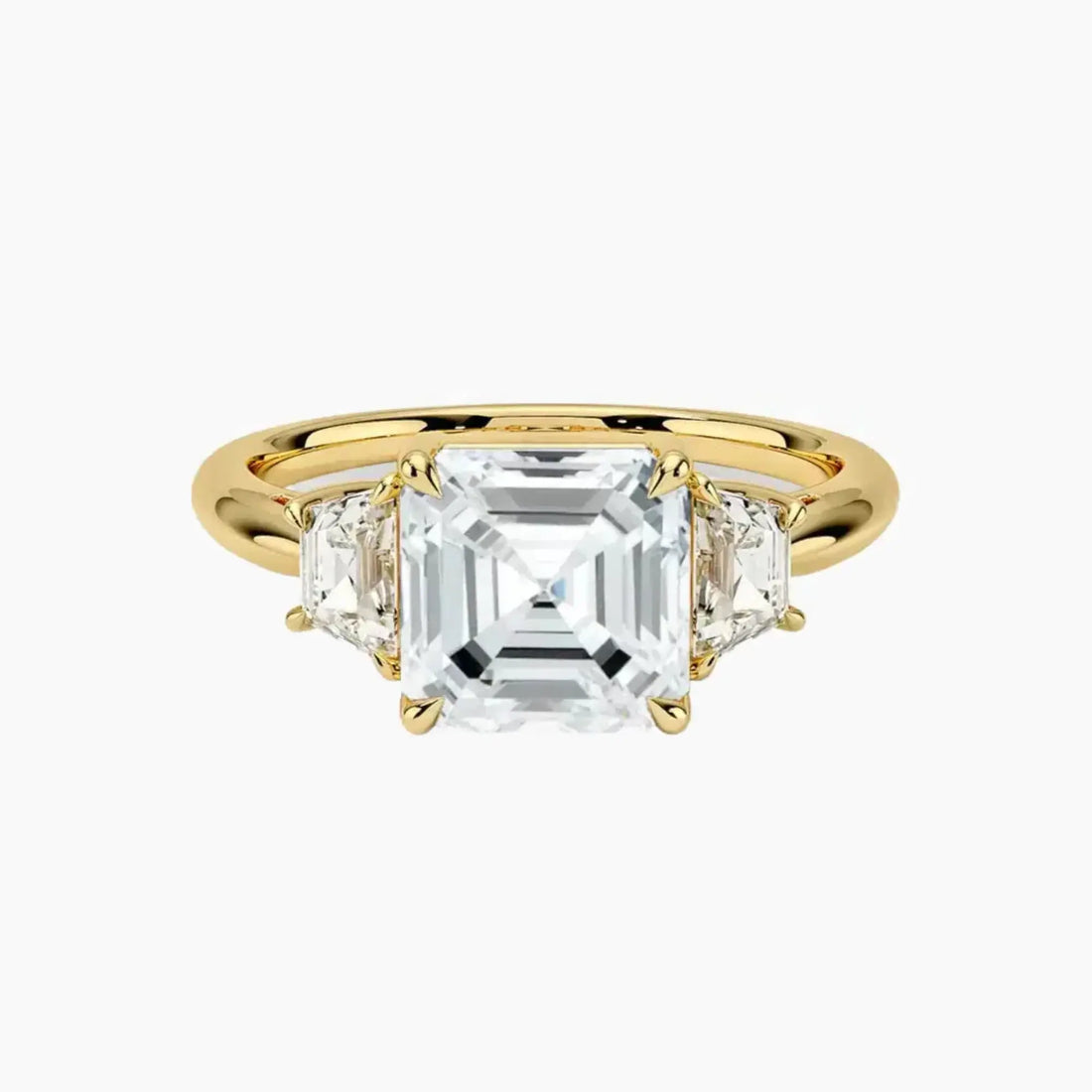 Oriana Asscher Three Stone 2.5 Carat Lab Grown Diamond Engagement Ring in 14K White Gold