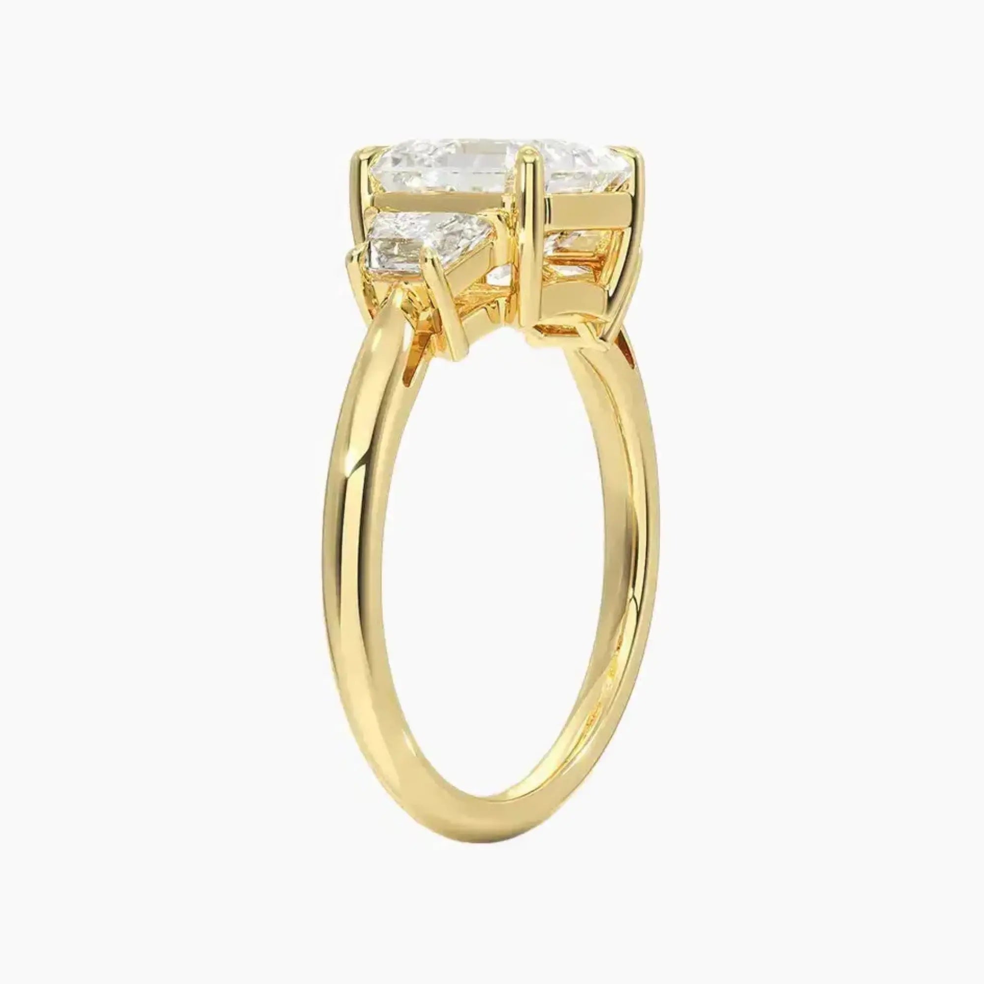 Oriana Asscher Three Stone 2.5 Carat Lab Grown Diamond Engagement Ring in 18K Rose Gold