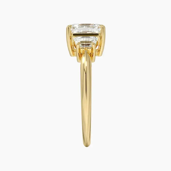 Oriana Asscher Three Stone 1.5 Carat Lab Grown Diamond Engagement Ring in 14K Rose Gold