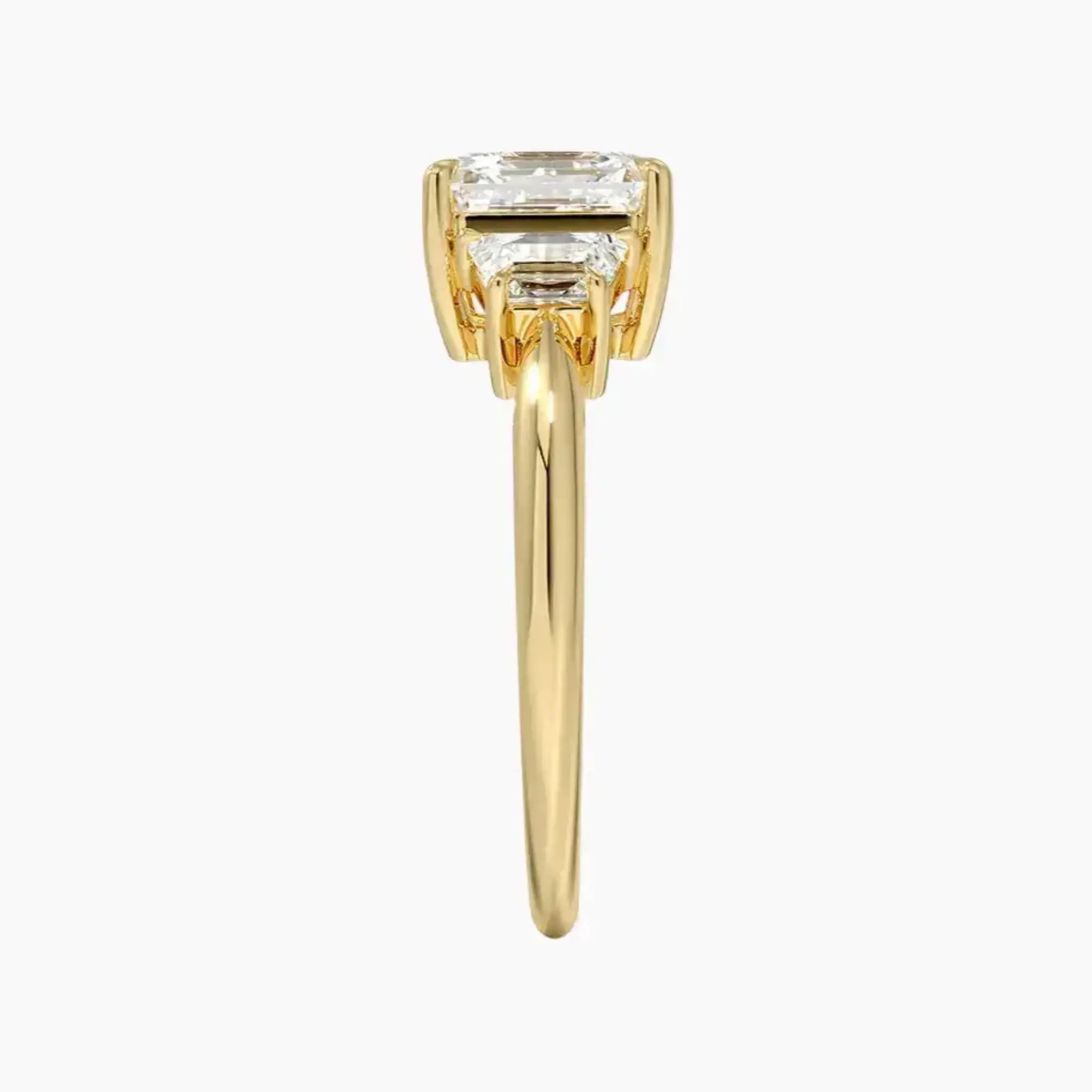 Oriana Asscher Three Stone 2.5 Carat Lab Grown Diamond Engagement Ring in 14K White Gold