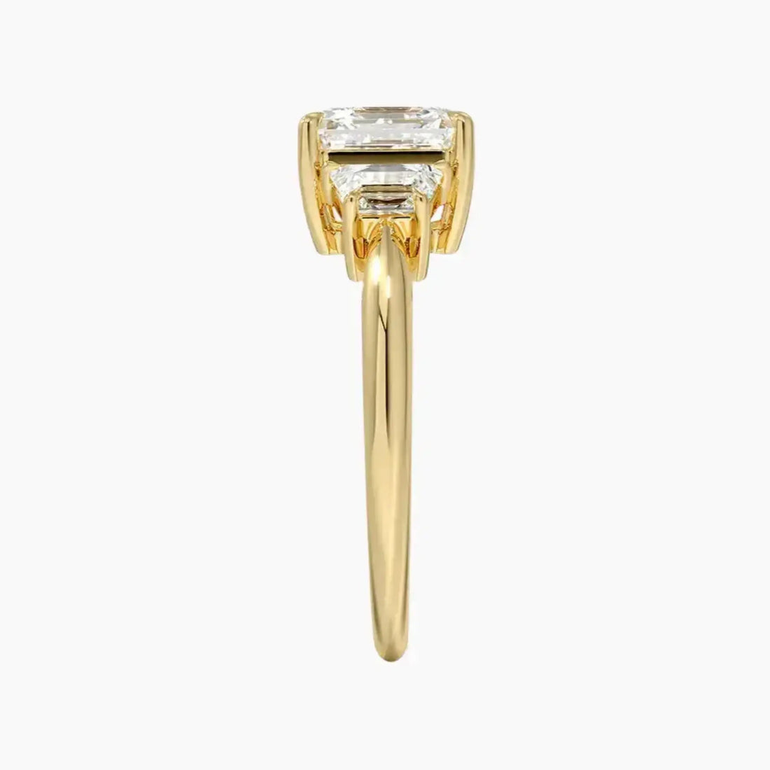 Oriana Asscher Three Stone 2.5 Carat Lab Grown Diamond Engagement Ring in 14K White Gold