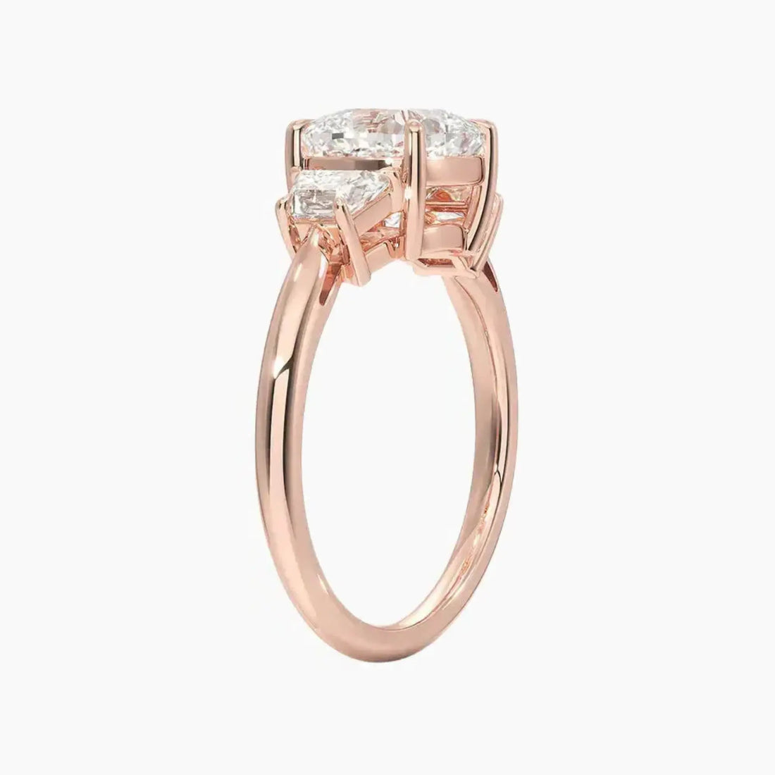Oriana Cushion Three Stone Diamond Ring Setting in 14K Yellow Gold