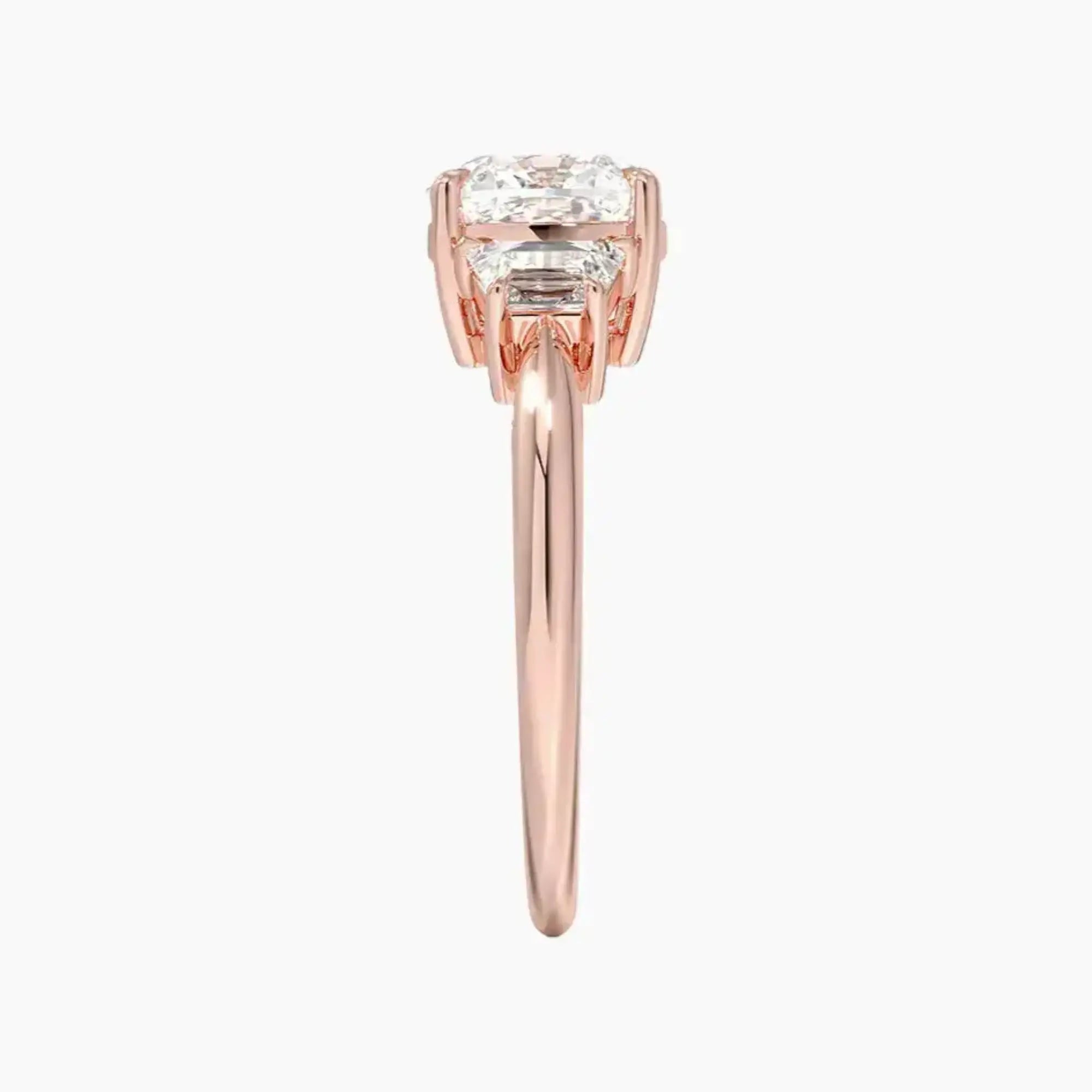 Oriana Cushion Three Stone 1.5 Carat Lab Grown Diamond Engagement Ring in 18K Yellow Gold