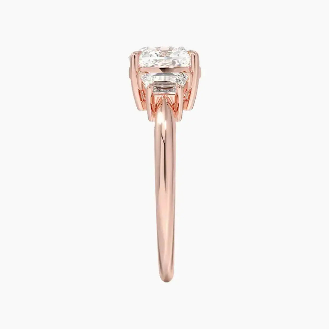 Oriana Cushion Three Stone 3 Carat Lab Grown Diamond Engagement Ring in 14K Yellow Gold