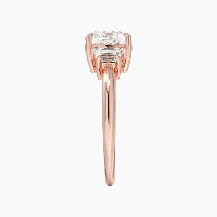 Oriana Cushion Three Stone 2 Carat Lab Grown Diamond Engagement Ring in 18K Yellow Gold