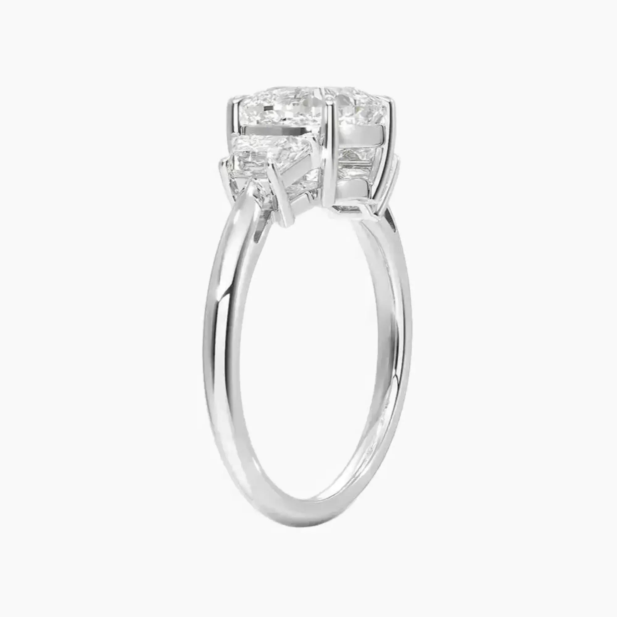 Oriana Cushion Three Stone 3 Carat Lab Grown Diamond Engagement Ring in 14K Yellow Gold
